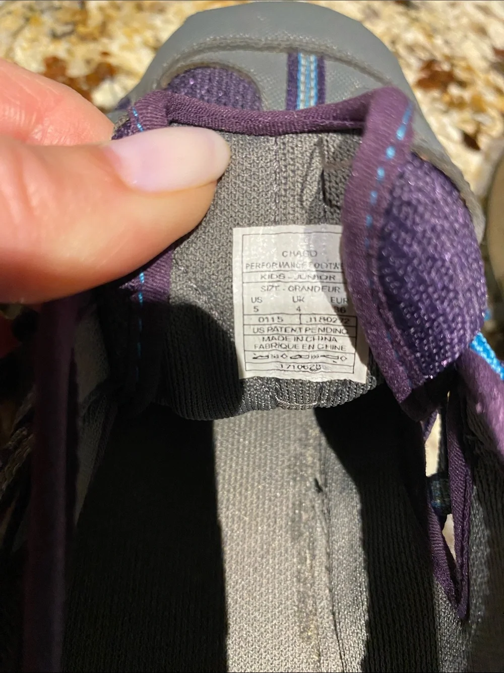 Chaco Kids Purple and Gray Water Shoes with Blue Lacing
